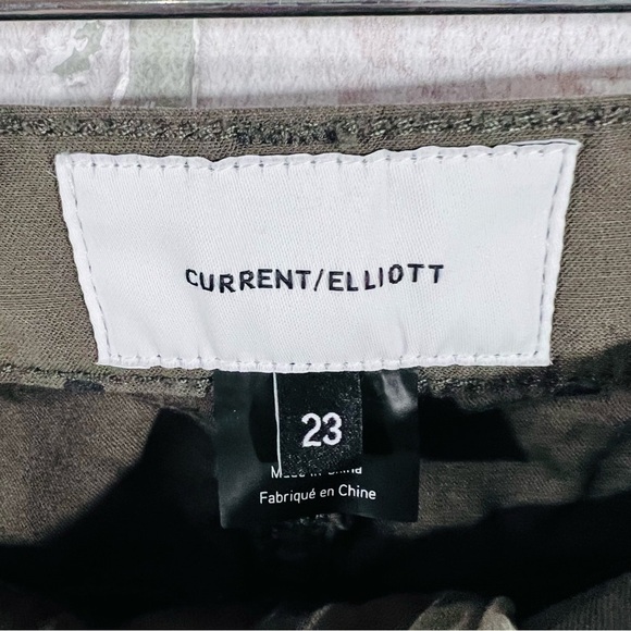 Current/Elliott The Easy Stiletto Rolled Hem Rural Green Polka Dot Jeans Size 23 - Picture 10 of 11